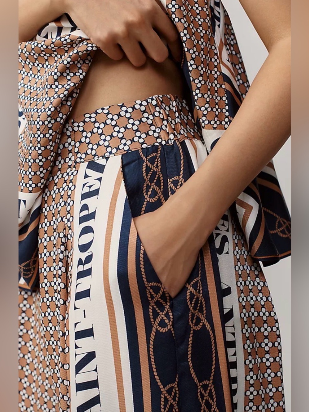 Maeve Printed PLEATED A-LINE CULOTTES, Sz L, Color: Neautral 🛥️ ⚓️🪝 - Picture 5 of 11